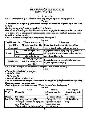Đề cương ôn tập học kì II môn Địa lí 6